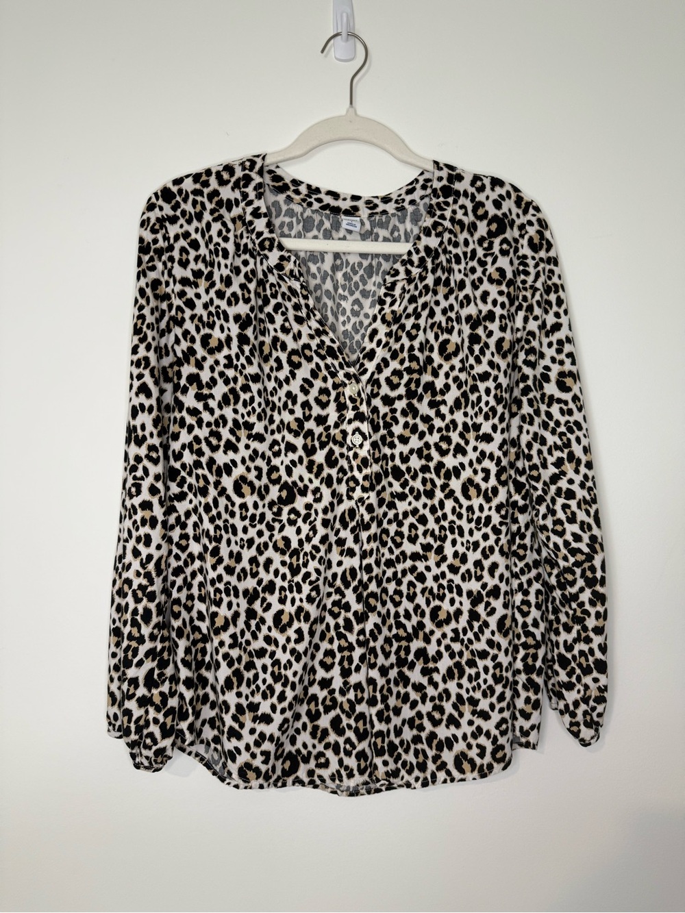 Old Navy Leopard Print V-Neck Blouse - Black, Tan, Cream